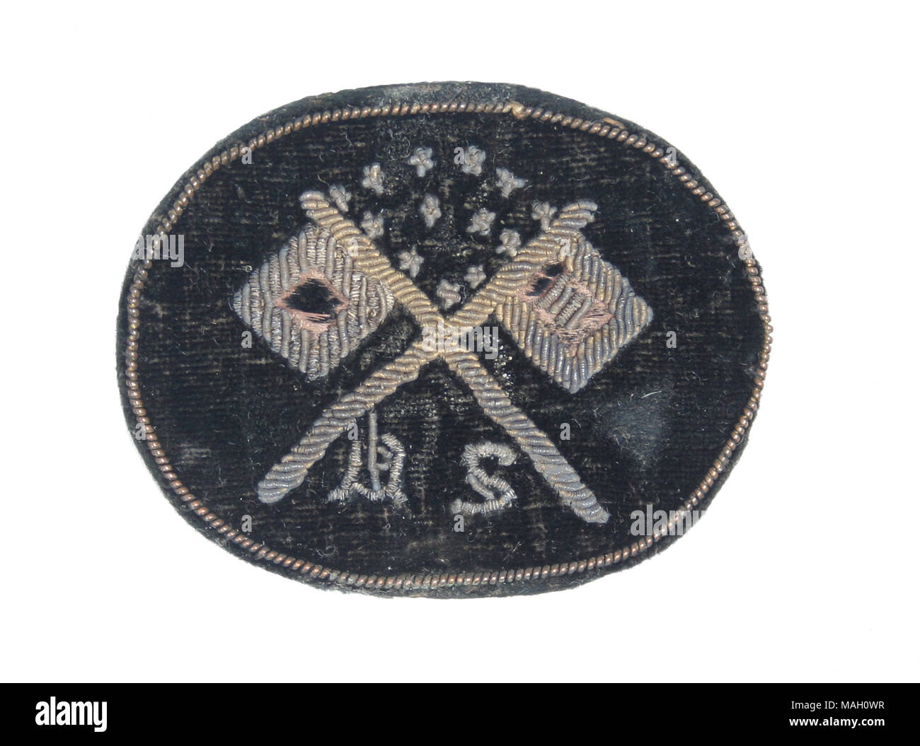 Amerikanischer Bürgerkrieg: Union Armee, eine Samt bestickte cap Abzeichen für einen Offizier der United States Sign Korps Stockfoto