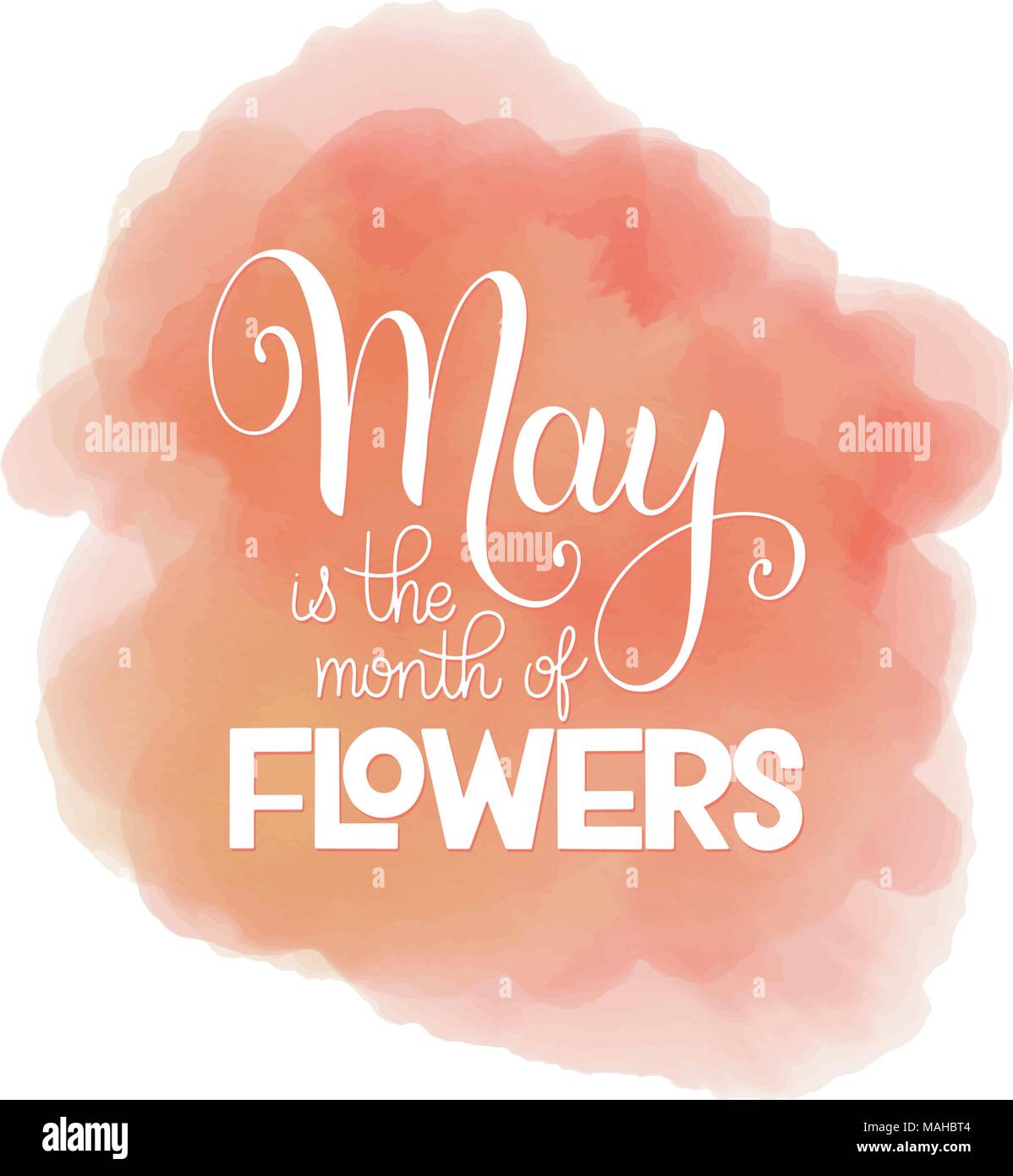 Mai ist der Monat der Blumen Schriftzug. Elemente für Einladungen, Poster, Grußkarten. Seasons Greetings Stock Vektor