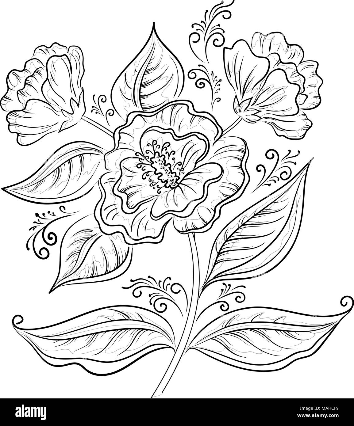 Abstrakte Blume, Umriss Stock Vektor