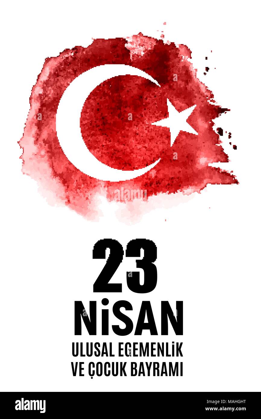 23 April Kinder Tag (Türkisch: 23 Nisan Cumhuriyet Bayrami). Vector Illustration Stock Vektor