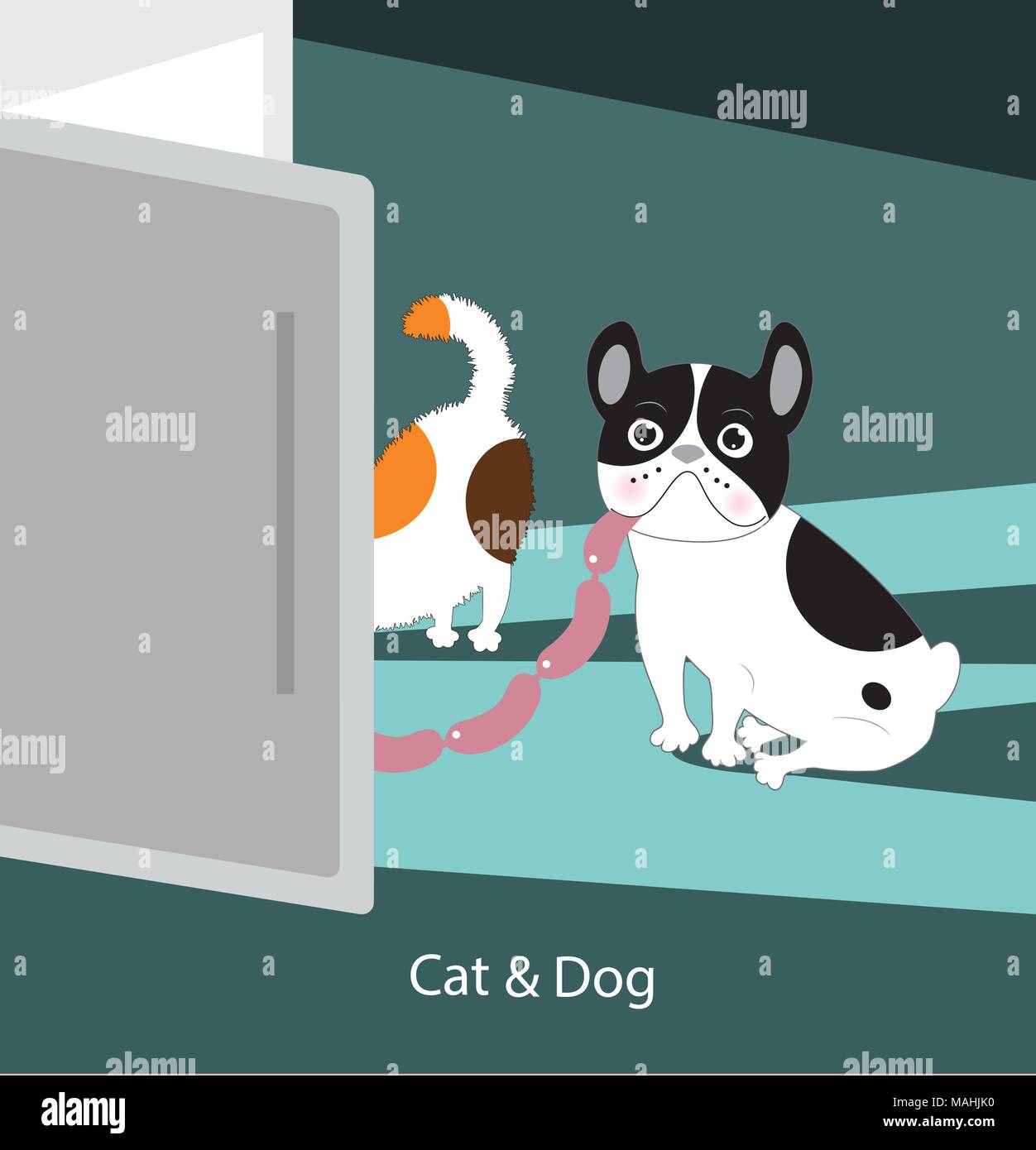 Lustig Hund und Katze Stock-Vektorgrafik - Alamy