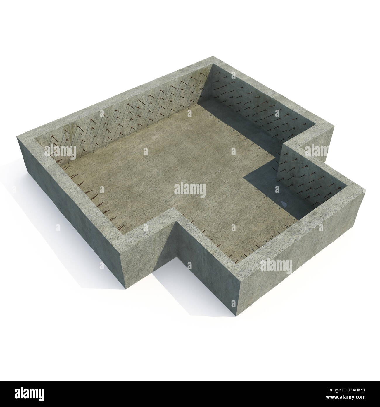 Stiftung Bau Haus auf Weiß. 3D-Illustration, Freistellungspfad Stockfoto