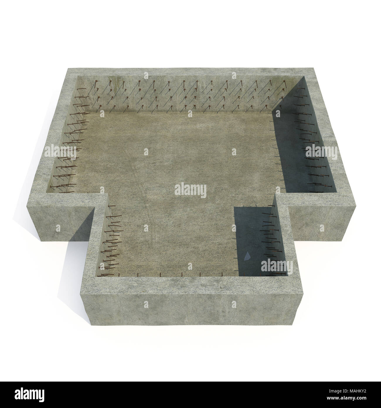 Stiftung Bau Haus auf Weiß. 3D-Illustration, Freistellungspfad Stockfoto