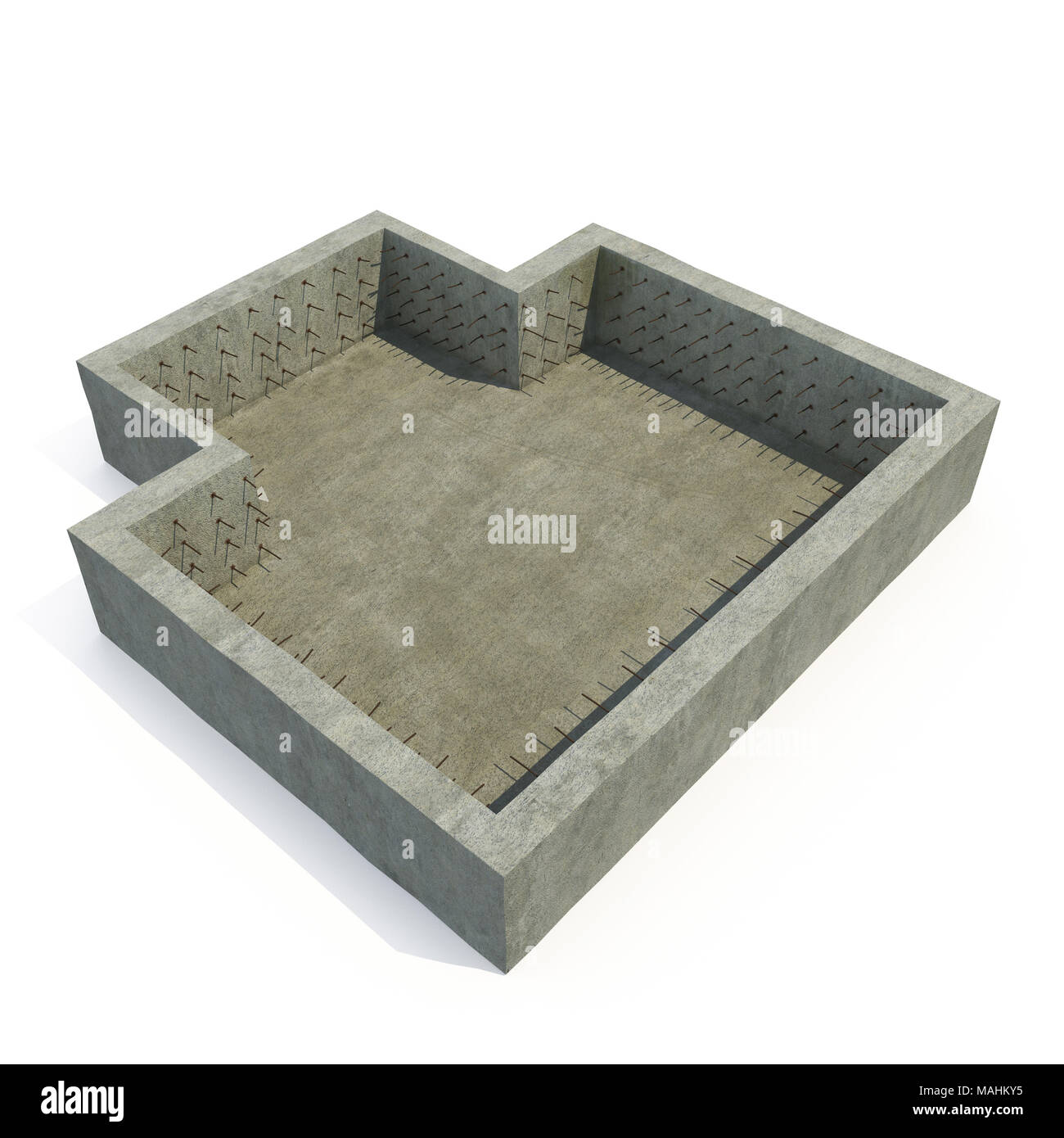 Stiftung Bau Haus auf Weiß. 3D-Illustration, Freistellungspfad Stockfoto