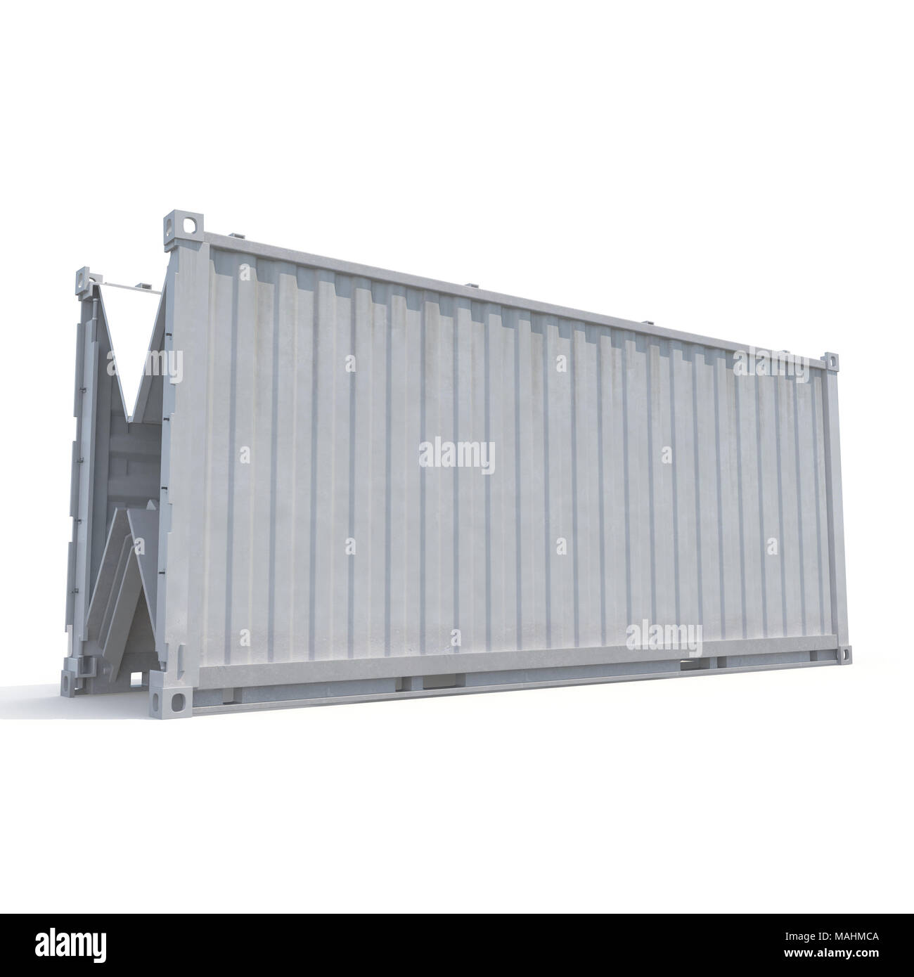 Fracht faltbar und faltbare Behälter auf Weiß isoliert. 3D-Illustration, Freistellungspfad Stockfoto