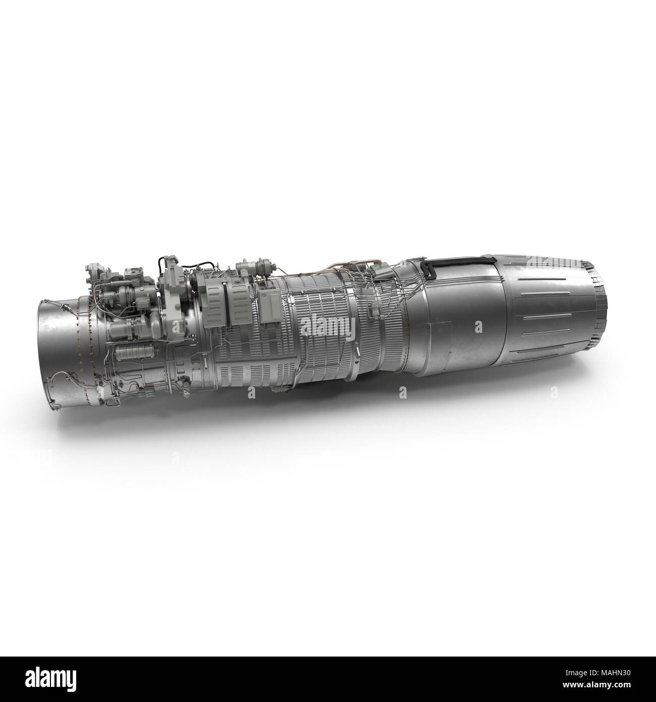 Jet Engine auf Weiß. 3D-Illustration, Freistellungspfad Stockfoto