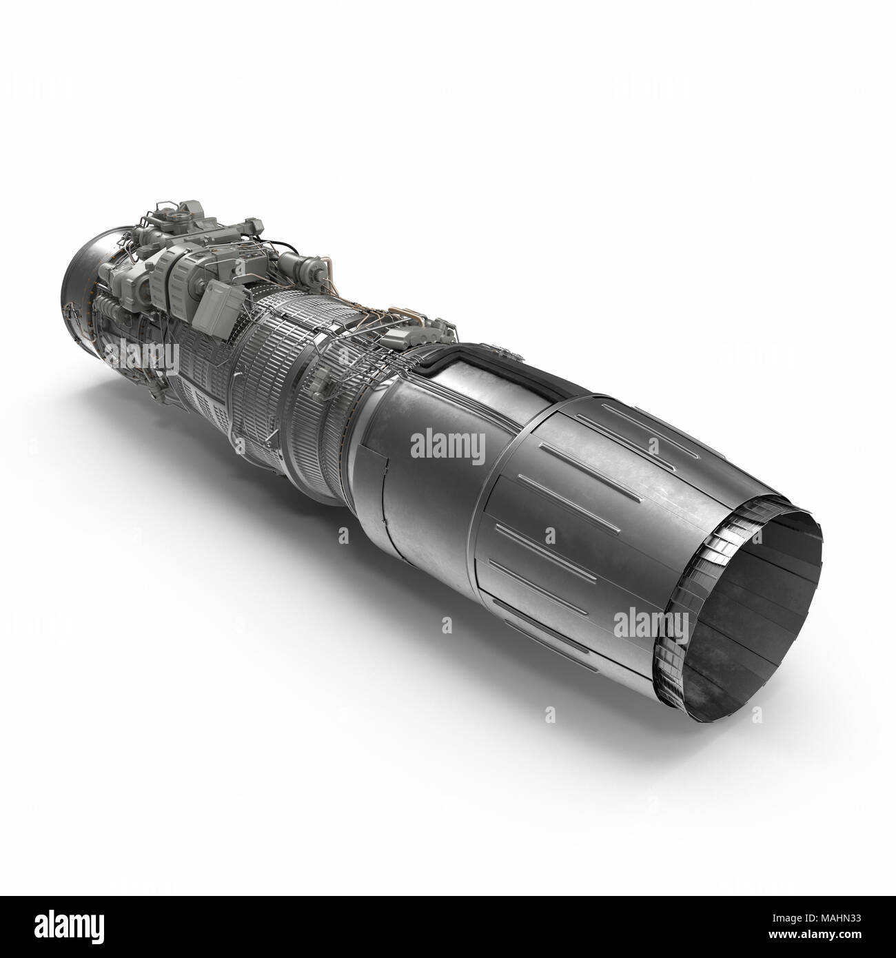 Turbofan Engine auf Weiß. 3D-Illustration, Freistellungspfad Stockfoto