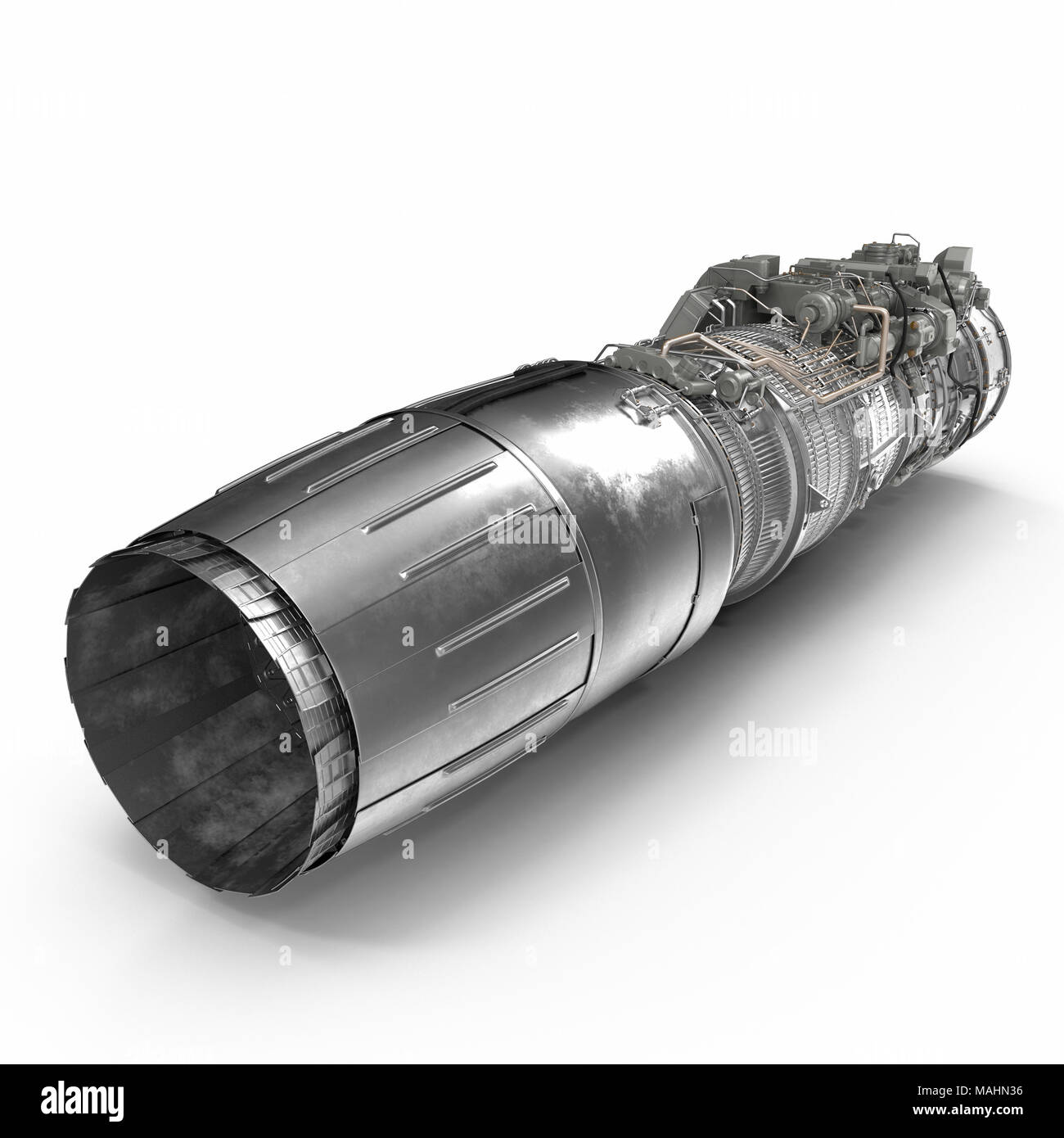 Turbofan Engine auf Weiß. 3D-Illustration, Freistellungspfad Stockfoto