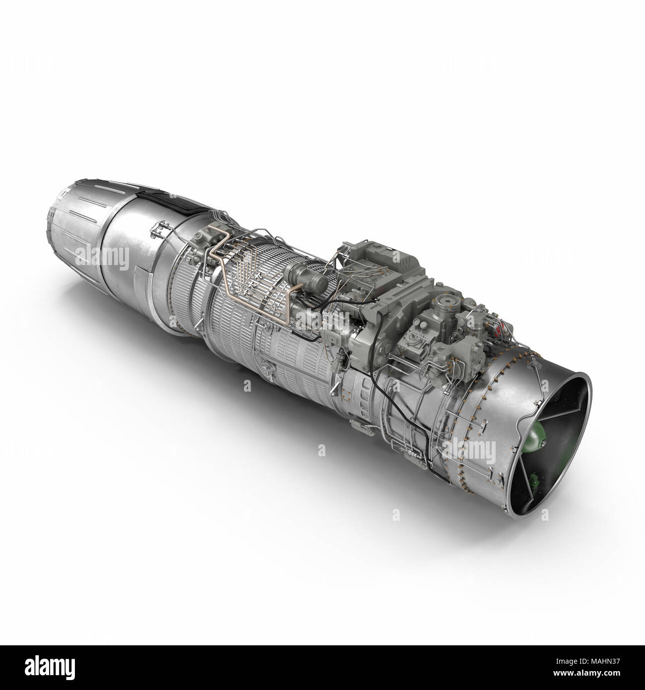 Turbofan Engine auf Weiß. 3D-Illustration, Freistellungspfad Stockfoto