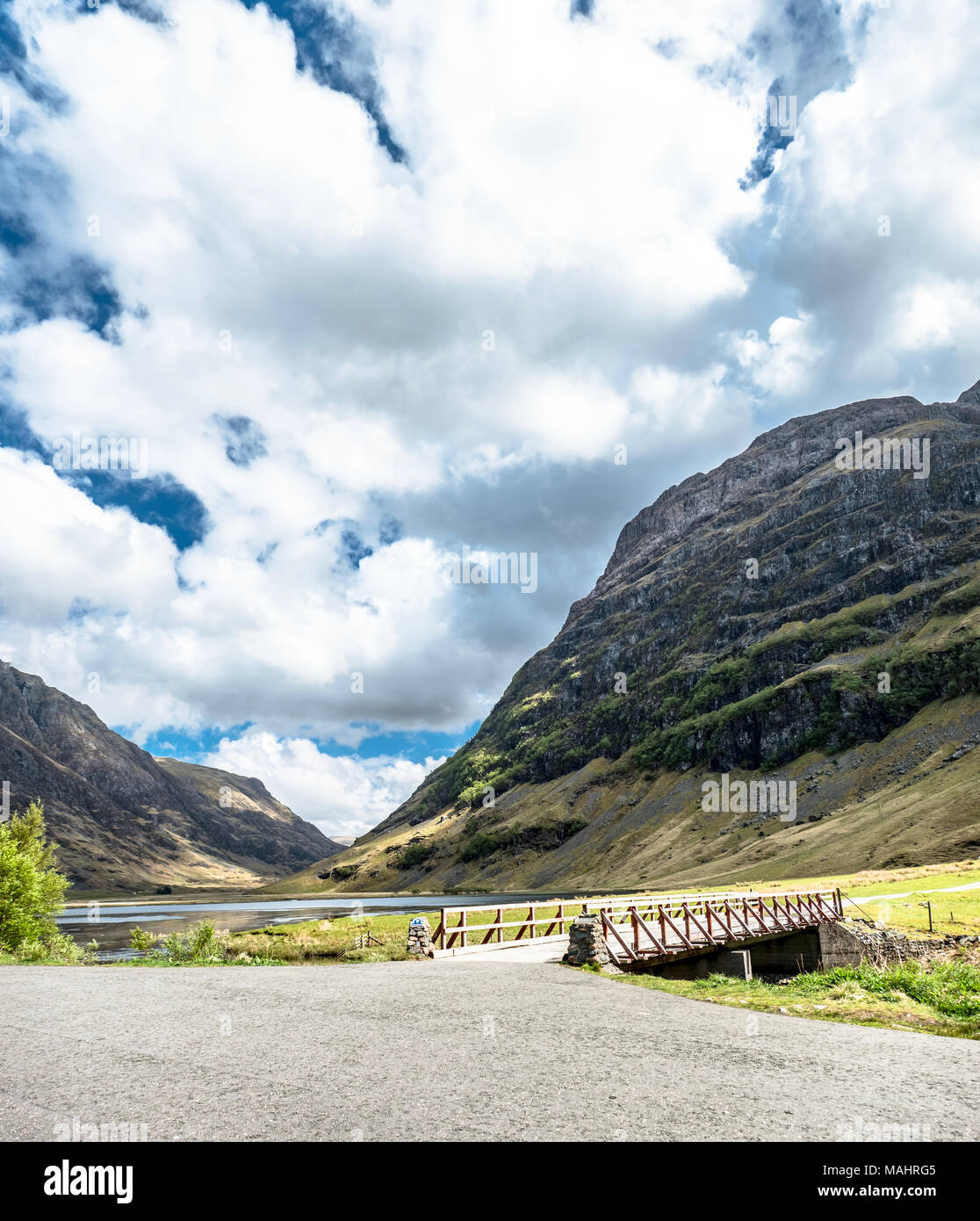 Tolle schottische Landschaft bei Achnambeithach in Glencoe, Highlands, Schottland Stockfoto