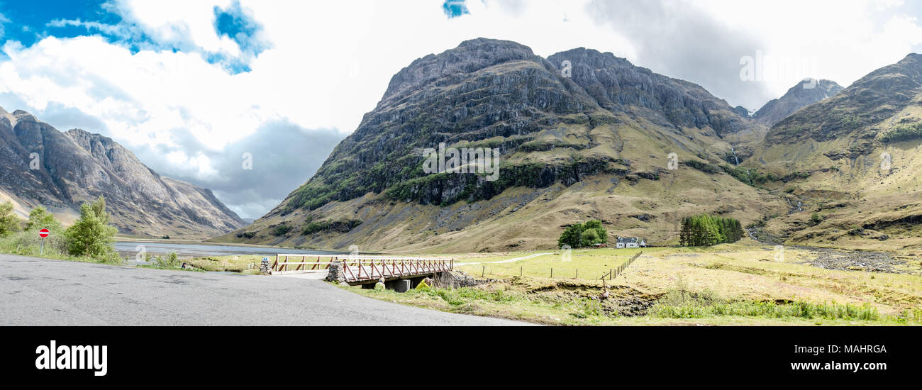 Tolle schottische Landschaft bei Achnambeithach in Glencoe, Highlands, Schottland Stockfoto