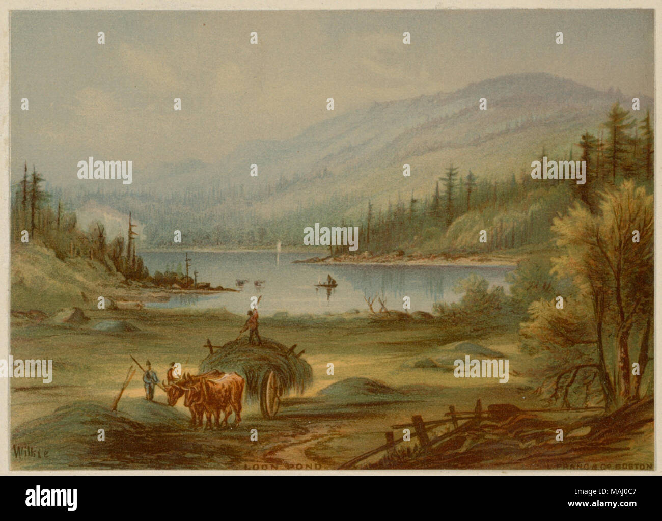Dateiname: 07 11 001374 Titel: Prang Edelsteine der amerikanischen Landschaft Nr. 4 - und Baker Pemigewasset River Valley, Sechs Ansichten - Loon Teich Creator/Contributor: Wilkie, Robert D., 1828-1903 (Künstler); L.Prang & Co (Publisher) Datum der Ausgabe: 1861-1897 (ca.), physische Beschreibung Hinweis: Genre: Chromolithographs; Landschaft druckt Ort: Boston Public Library, auf 2011-08-04: Kamera: Sinar AG Sinarback 54 FW, Sinar m Stockfoto