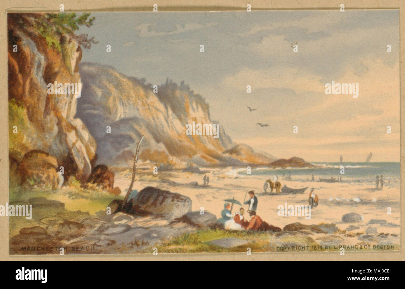 Dateiname: 07 11 001379 Titel: Zwölf amerikanischen Küste Szenen - Manchester Strand Creator/Contributor: L. Prang & Co (Publisher) Ausgabedatum: 1874 Physische Beschreibung Hinweis: Genre: Chromolithographs; Landschaft druckt Ort: Boston Public Library, auf 2011-08-04: Kamera: Sinar AG Sinarback 54 FW, Sinar m Stockfoto