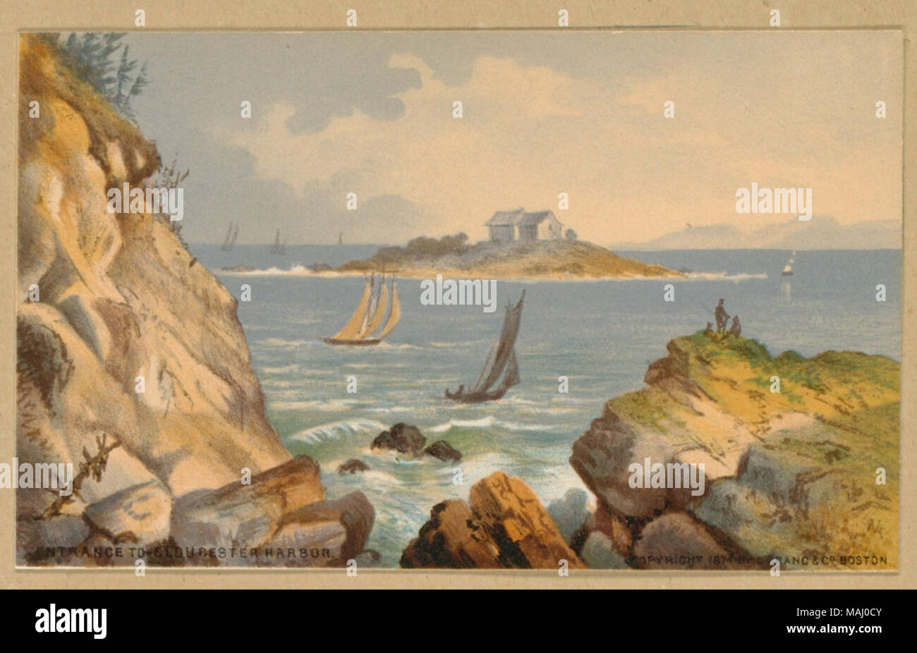 Dateiname: 07 11 001386 Titel: Zwölf amerikanischen Küste Szenen - Eingang zur Gloucester Hafen Creator/Contributor: L. Prang & Co (Publisher) Ausgabedatum: 1874 Physische Beschreibung Hinweis: Genre: Chromolithographs; Marine druckt Ort: Boston Public Library, auf 2011-08-04: Kamera: Sinar AG Sinarback 54 FW, Sinar m Stockfoto