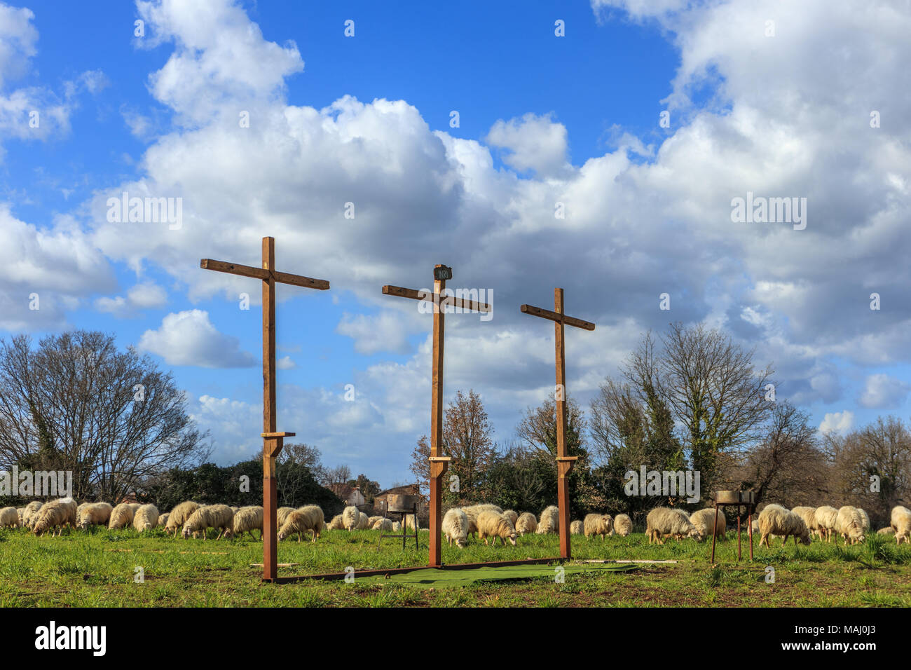 Darstellung der Passion des Christus in der italienischen Landschaft Stockfoto