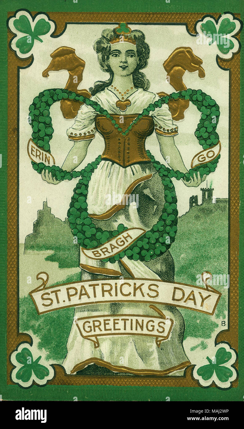 Titel: 'Erin Go Braugh. St. Patricks Tag Grüße." circa 1909. Stockfoto