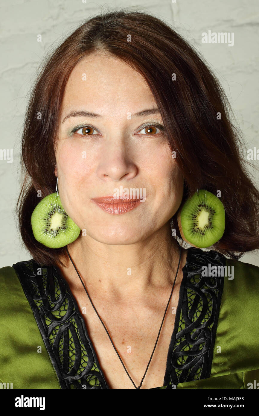 Natürliche reifen Schönheit - weibliches Gesicht close-up Stockfoto