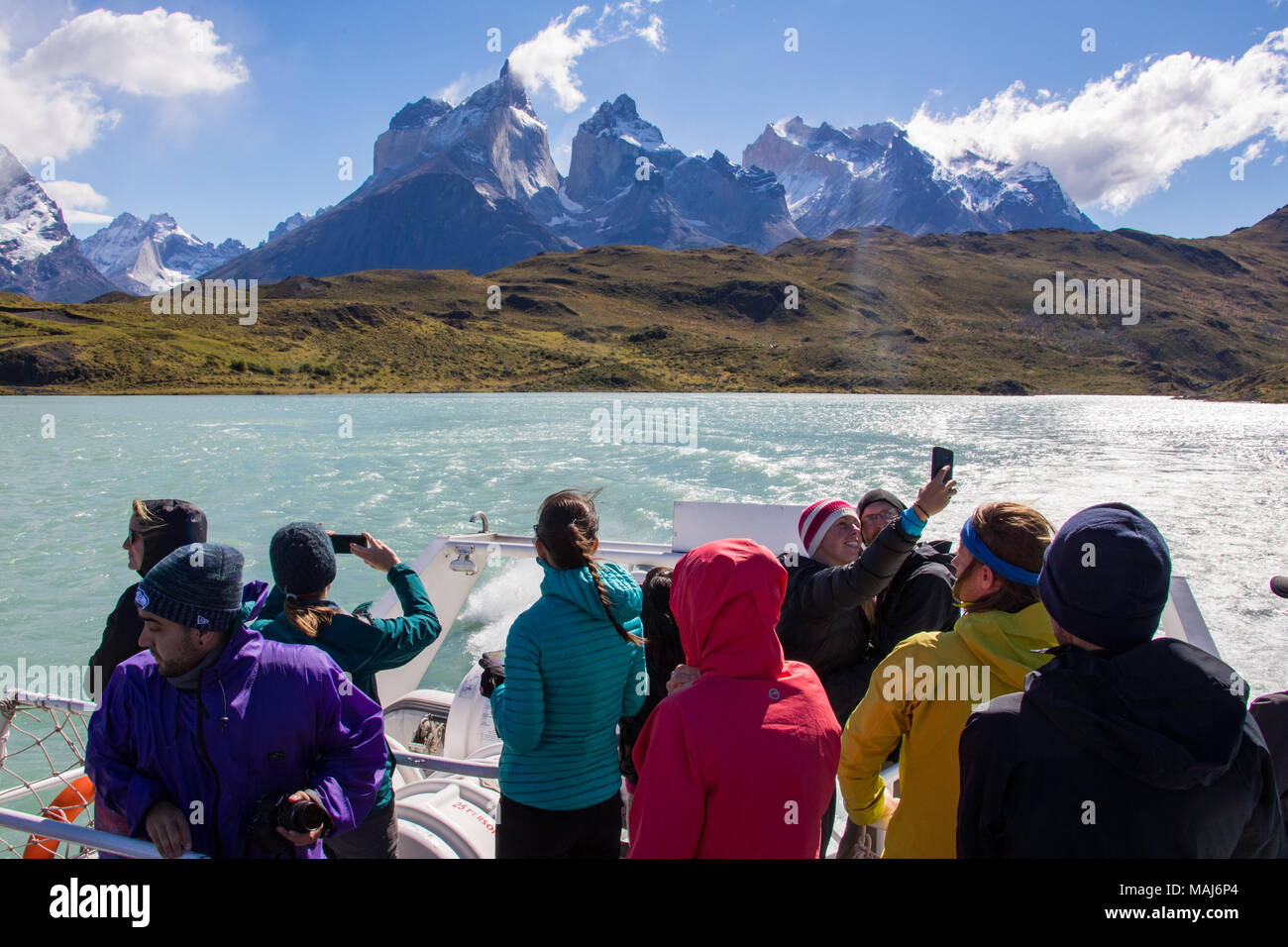 Lago Pehoe, Torres del Paine Nationalpark, Patagonien, Chile Stockfoto