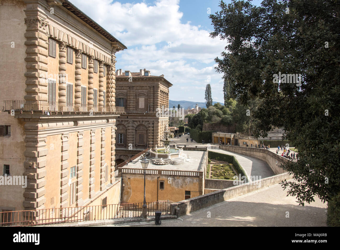 Palazzo Pitti und die Boboli-gärten, Florenz, Italien. Stockfoto