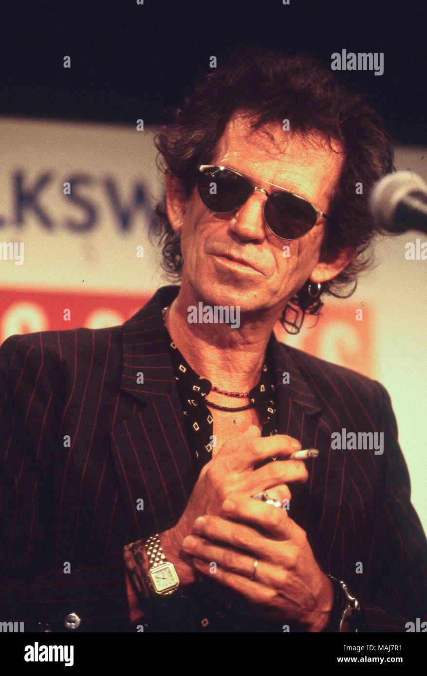 Die Rolling Stones Pressekonferenz in Stockholm 1995: Keith Richard Stockfoto