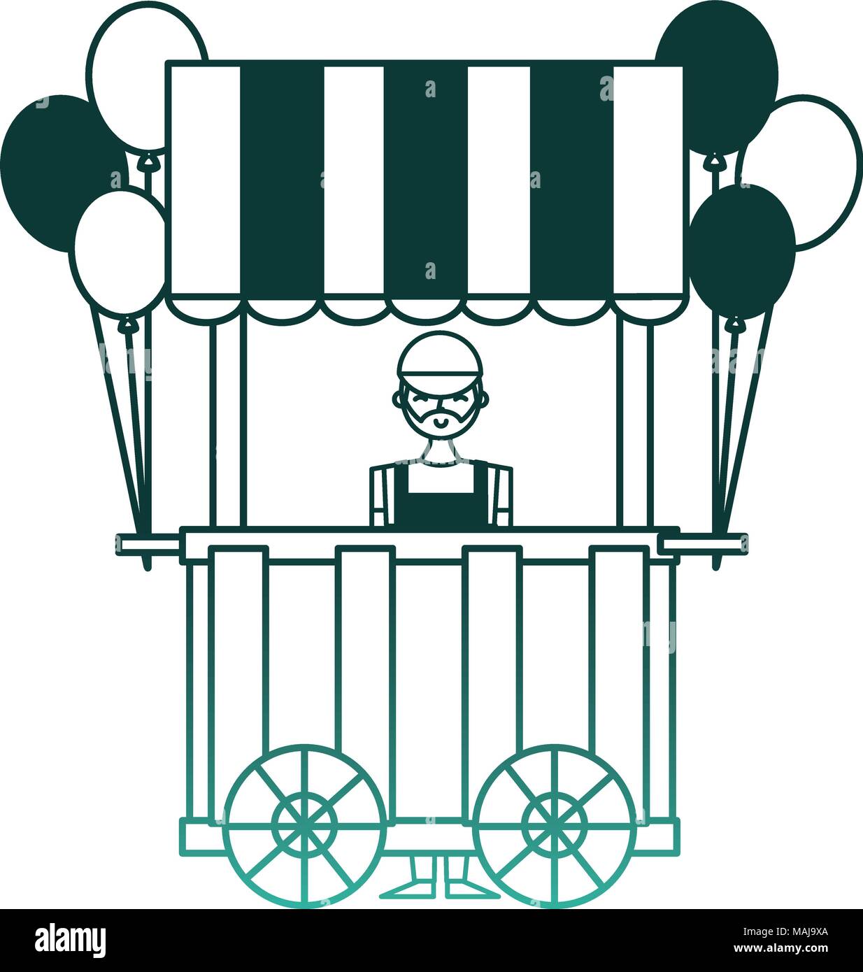 Zirkus pumpt Luft Shop mit Verkäufer Vector Illustration Design  Stock-Vektorgrafik - Alamy