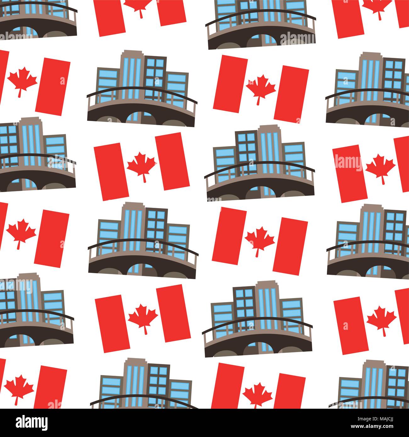Kanadische Flagge und das Stadtbild Muster Vector Illustration Design Stock Vektor