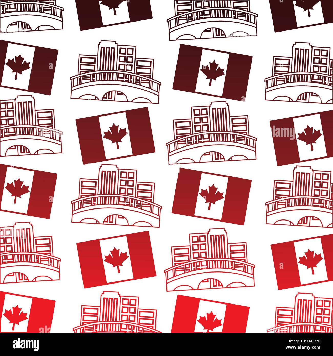 Kanadische Flagge und das Stadtbild Muster Vector Illustration Design Stock Vektor
