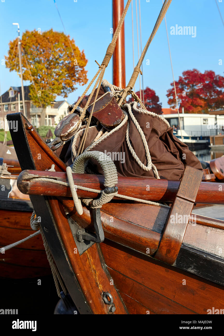 Abstraktes Bild der Niederländischen Segeln Tjalk in Amsterdam, Niederlande, Holland Stockfoto