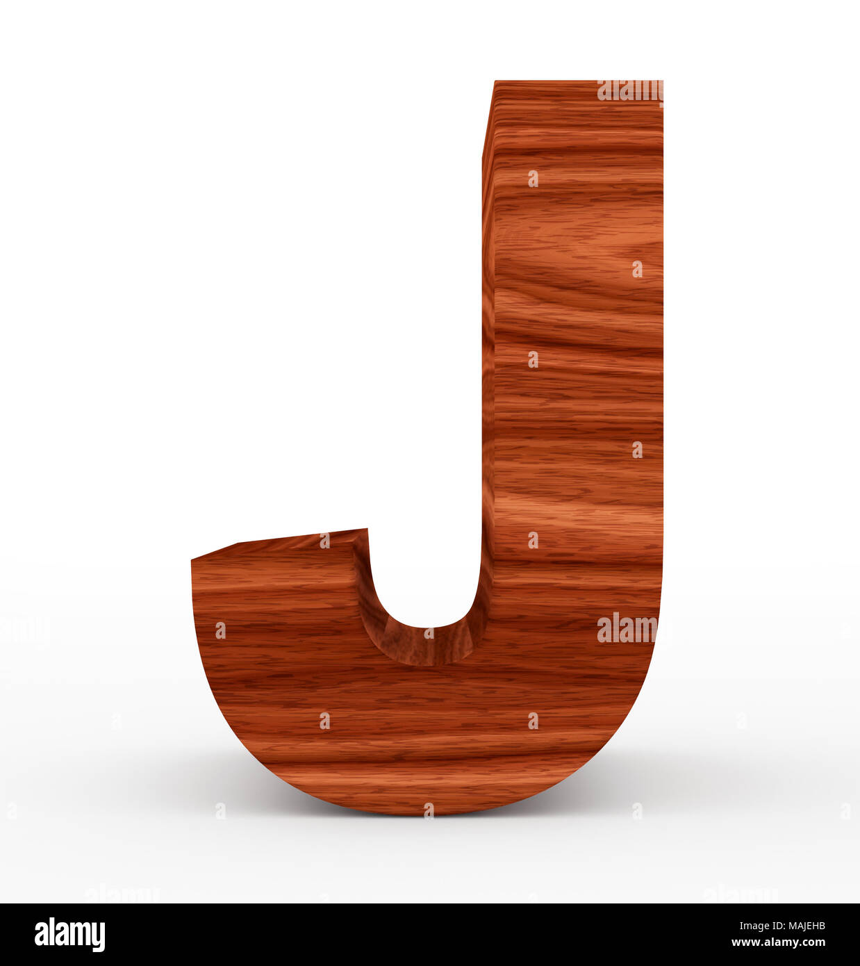 Buchstabe J 3d Holz isoliert auf Weiss - 3D-Rendering Stockfoto