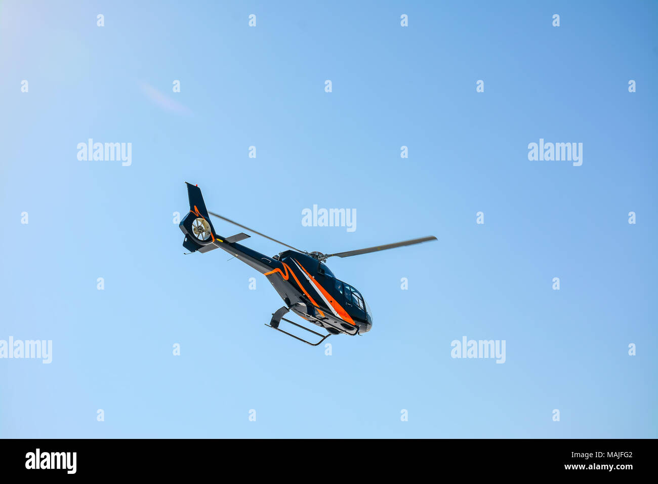 Hubschrauber in der Luft. Stockfoto