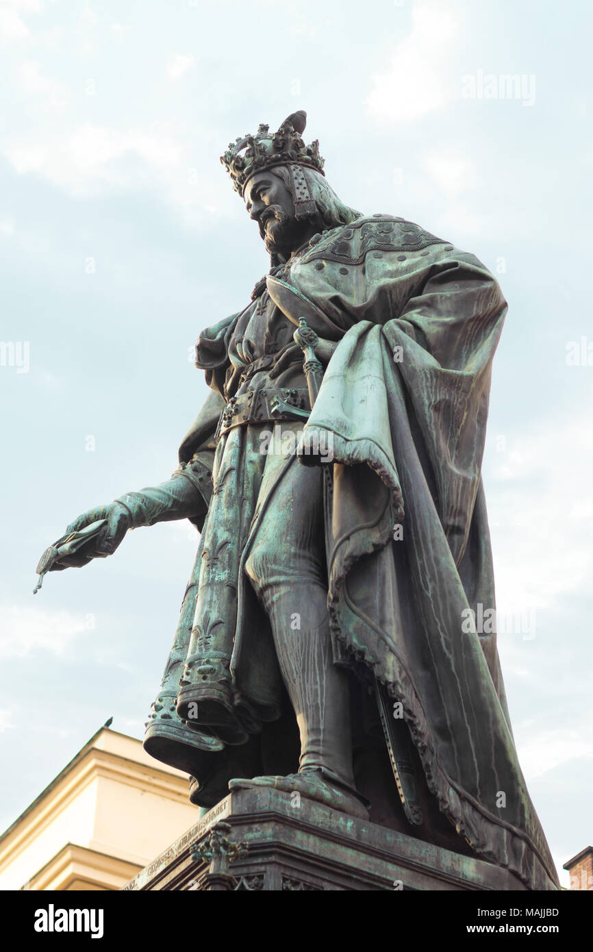 Die Statue von König Charles, Prag Stockfoto