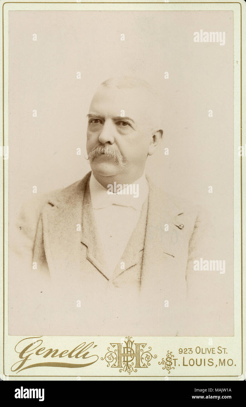 Büste Portrait von Chapman S. Charlot in Anzug und Weste, mit seinem Kopf drehte sich sehr leicht nach links. "Genelli' und '923 OLIVE ST. ST. LOUIS, MO.' (Abbildung unten). Titel: Chapman S. Charlot, Oberstleutnant, stellvertretender Adjutant General, US-Freiwilligen. . Ca. 1880. Genelli, St. Louis Stockfoto