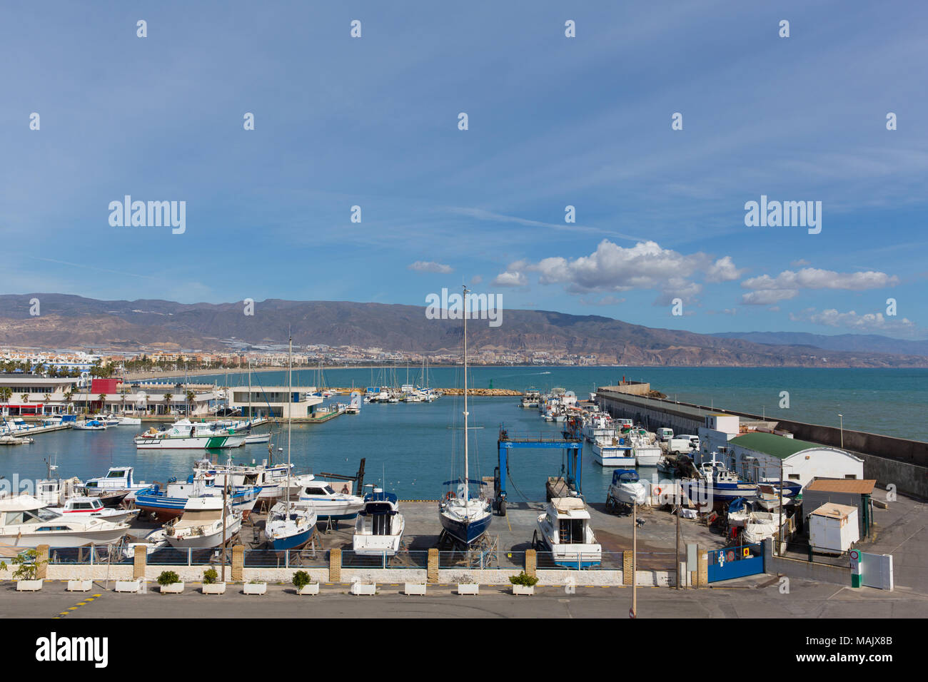Puerto de Oropesa del Mar Costa de Almería in Andalusien Spanien mit Boote im Hafen Stockfoto