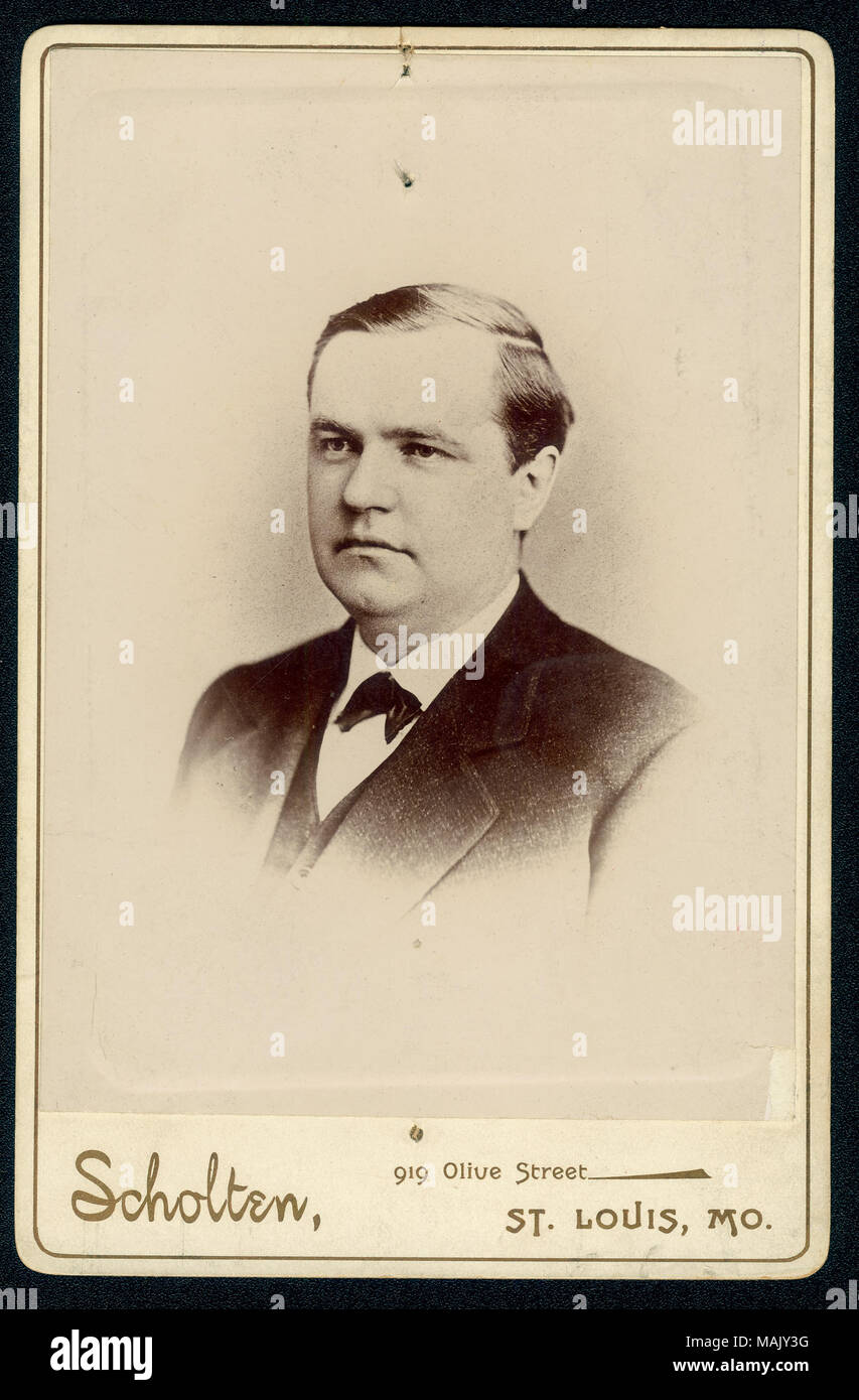 Vertikale, sepia Studio Portrait, das einen Mann zeigt von der Brust bis auf der Suche nach Links. Der Mann ist sauber rasiert. Titel: Joseph B. McCullagh. . Ca. 1890. J.A. Scholten Stockfoto