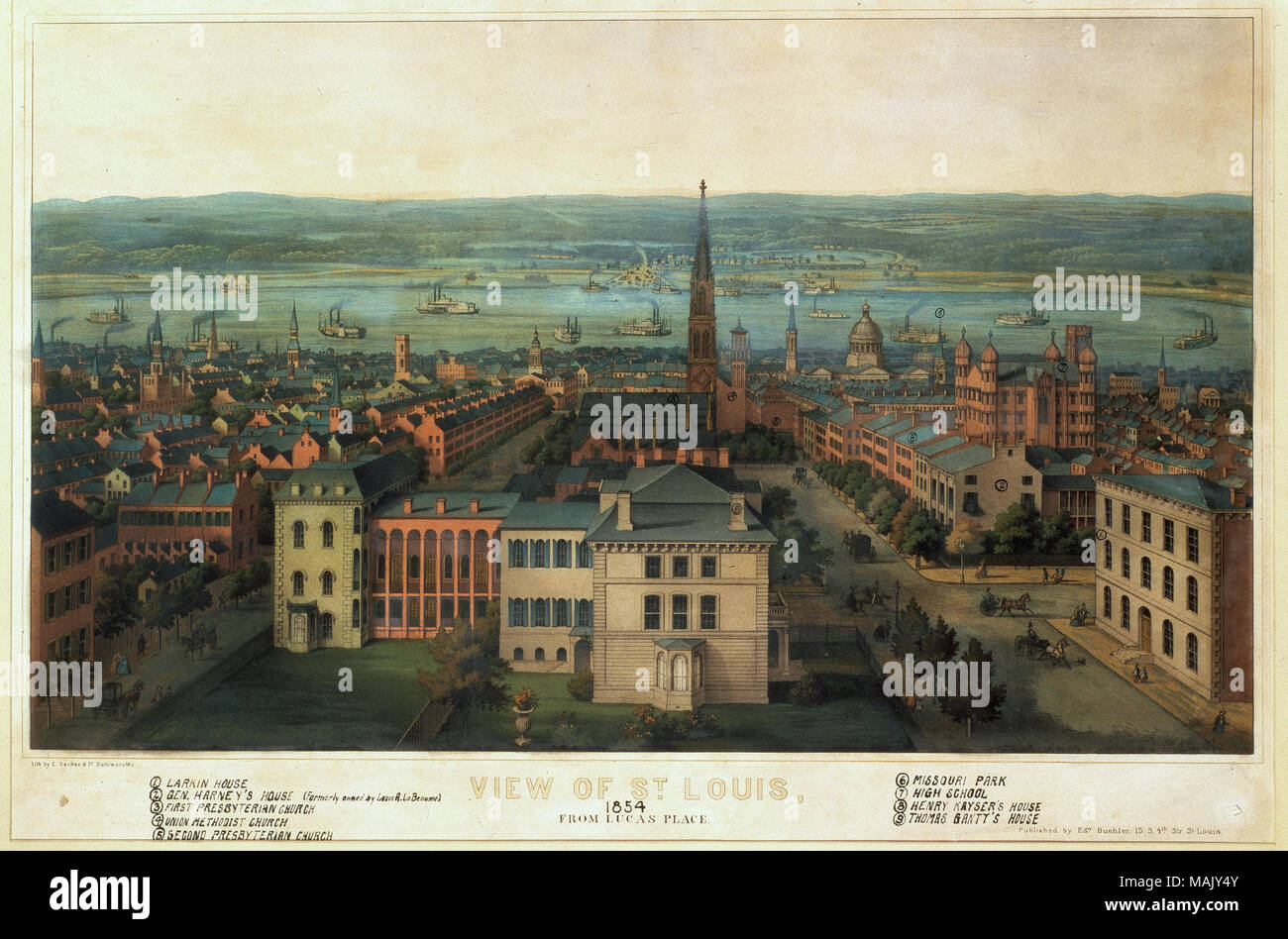 Titel: Blick auf St. Louis von Lucas. . 1865. E. in Sachse Stockfoto