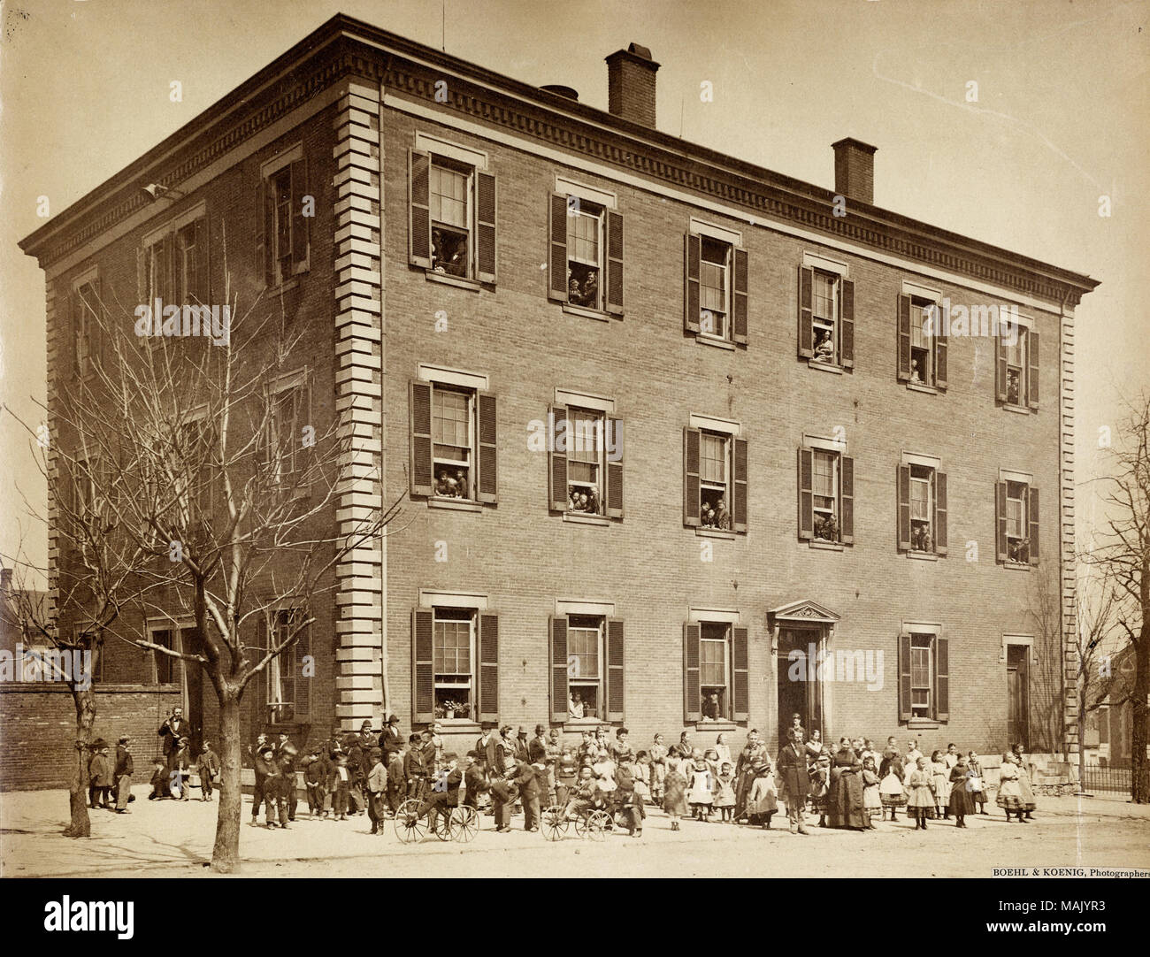 Titel: Webster Schule. 12. Straße und Jefferson Avenue. . Ca. 1878. Emil Boehl Stockfoto