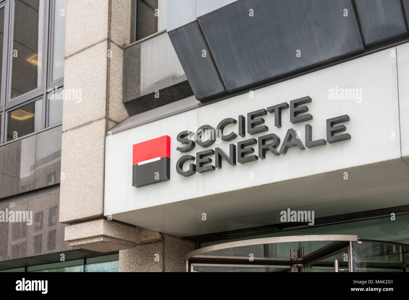 Société Générale S.A. ist eine französische multinationale Bank- und Finanzdienstleistungen Unternehmens in Exchange House, Primrose Street, London, EC2, Großbritannien Stockfoto