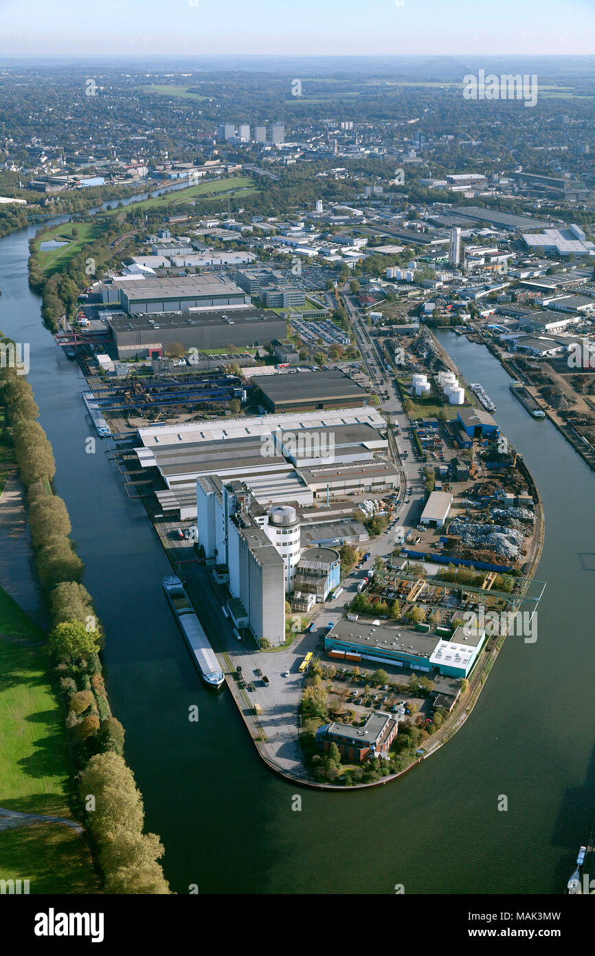 Luftaufnahme, Ancofer Stahlhandel, Speldorfer port, Ruhr, Mülheim an der Ruhr, Ruhrgebiet, Nordrhein-Westfalen, Deutschland, Europa, Vögel-Augen-blick, Antenne vie Stockfoto