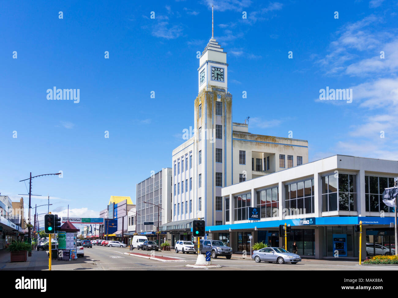Neuseeland palmerston Stadtzentrum broadway North Avenue anz Bank Neuseeland North Island. Stockfoto