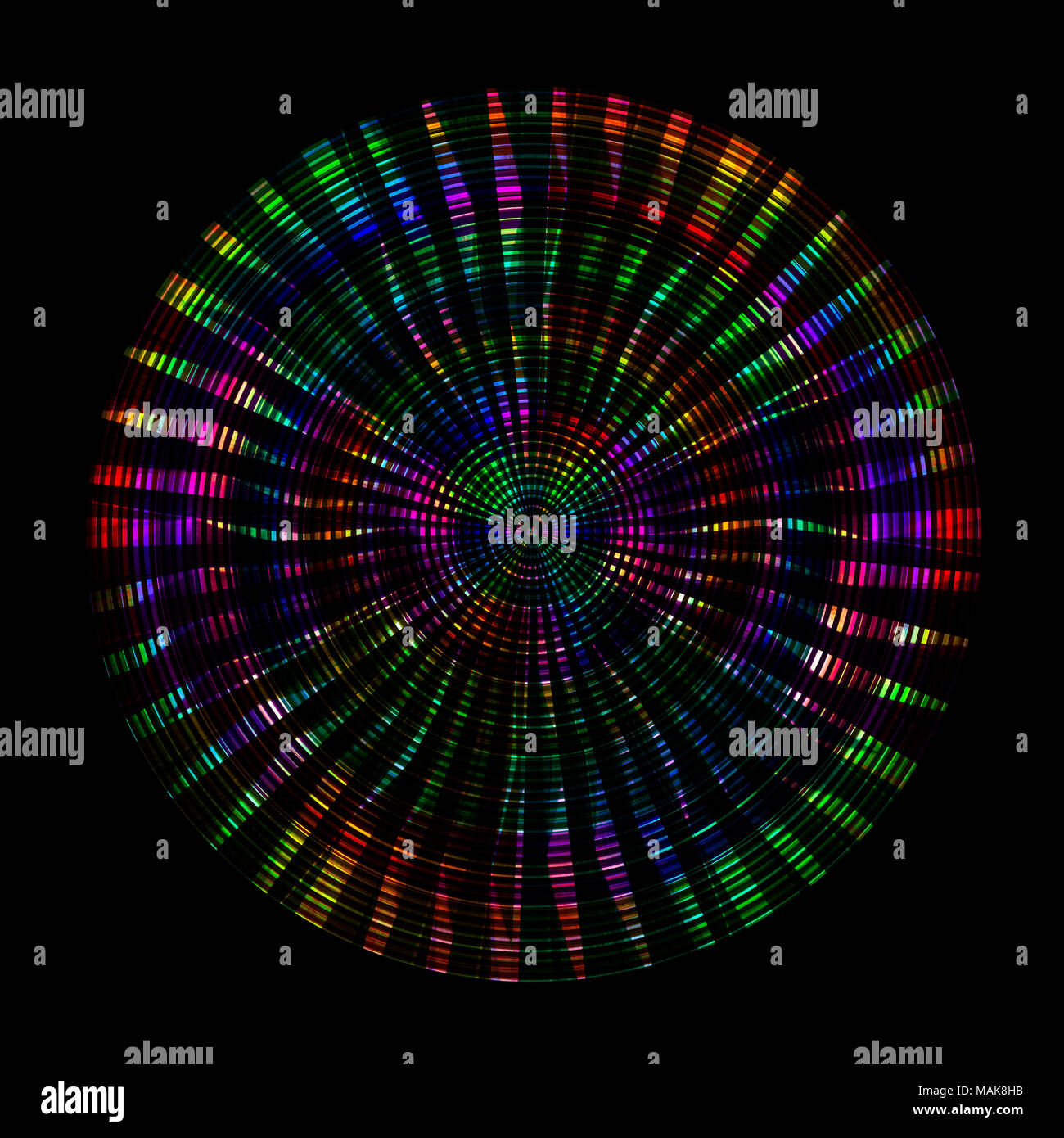 Abstrakte holographische Spektrum Artwork. Einen regenbogenfarbenen irisierenden radial spinning Hintergrund. Für kreative Design cover Web und Print Stockfoto
