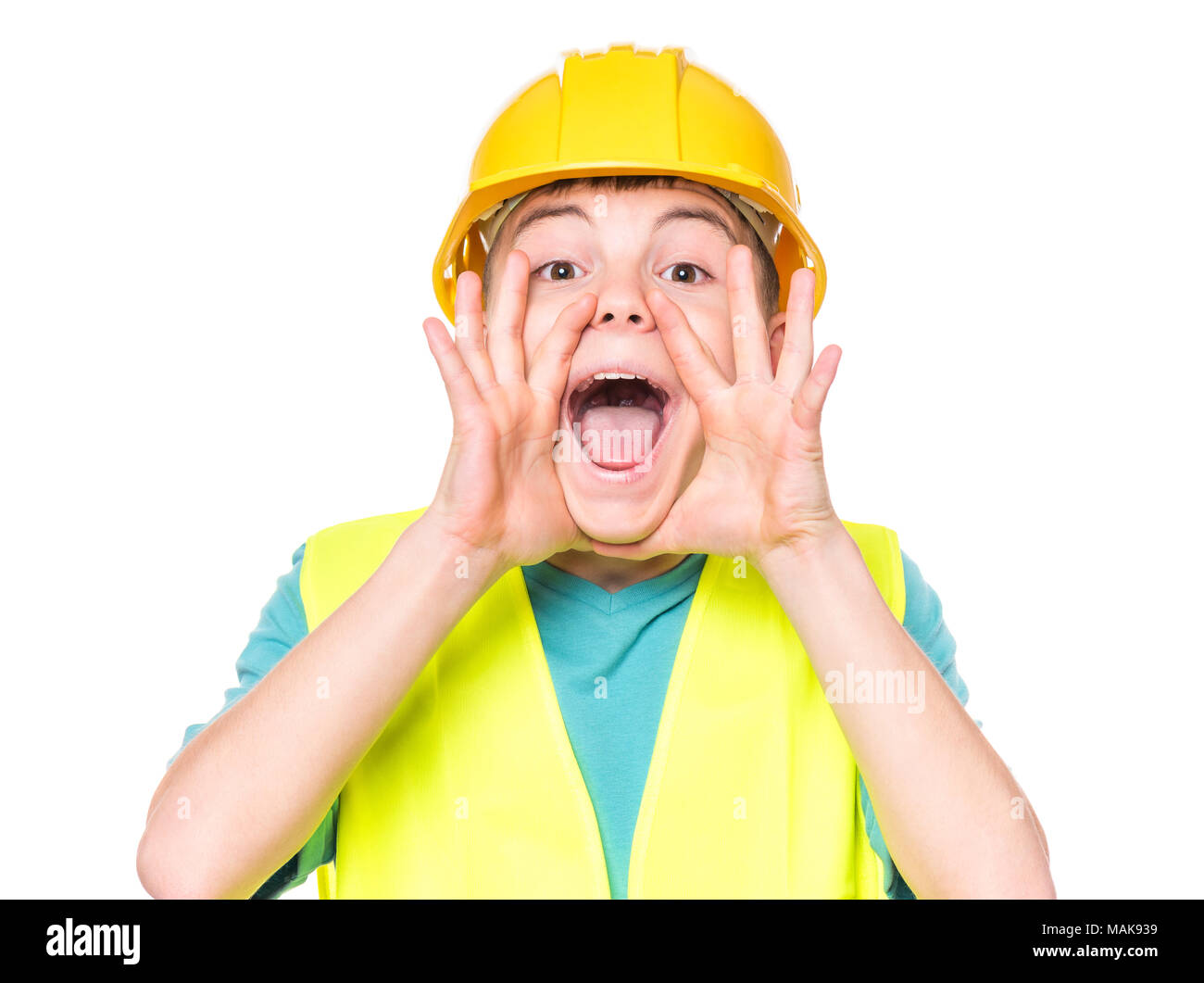 Jugendlich Junge in harten Hut Stockfoto