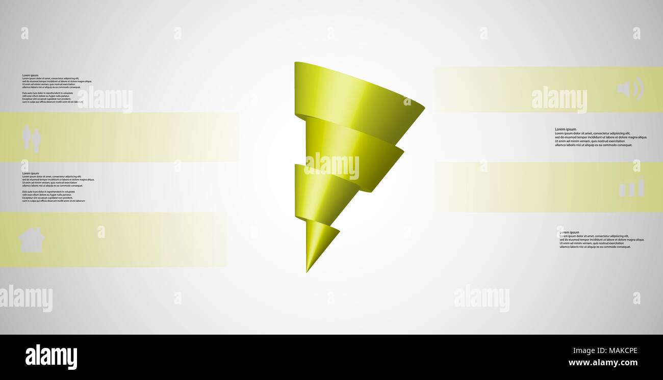 3D-Illustration Infografik Vorlage mit dem Motiv des Horizontal geschnitten Kegel zu vier grünen Teile, die verschoben sind und schräg angeordnet. Einfach anmelden und Stock Vektor