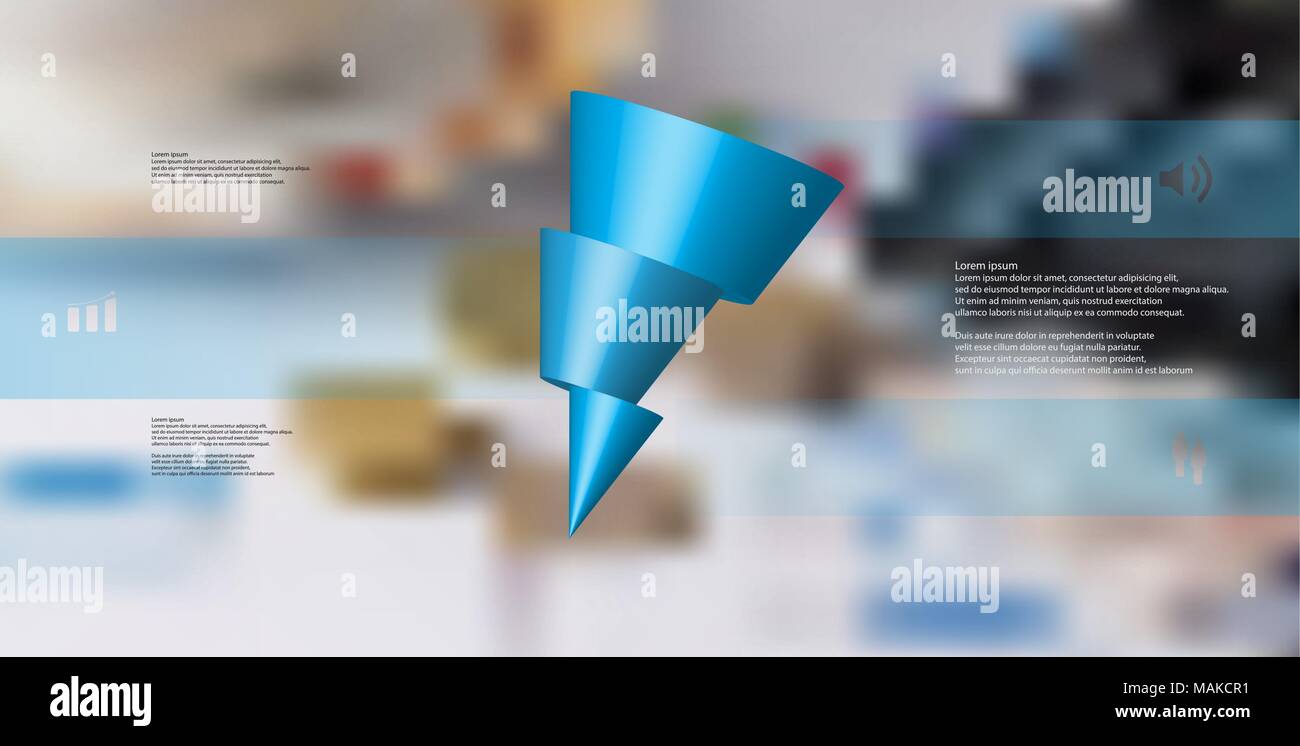 3D-Illustration Infografik Vorlage mit dem Motiv des Horizontal geschnitten Kegel zu drei blaue Teile, die verschoben sind und schräg angeordnet. Einfach anmelden und Stock Vektor