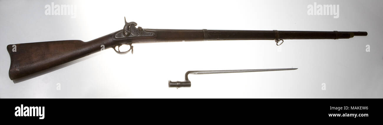 Modell 1855 percussion Rifle - muskete mit Modell 1855 Bajonett im Zusammenhang mit der Erfassung von Camp Jackson. Titel: Modell 1855 Modell 1855 Rifle-Musket Percussion mit Bajonett. 1860. Springfield Armory Stockfoto