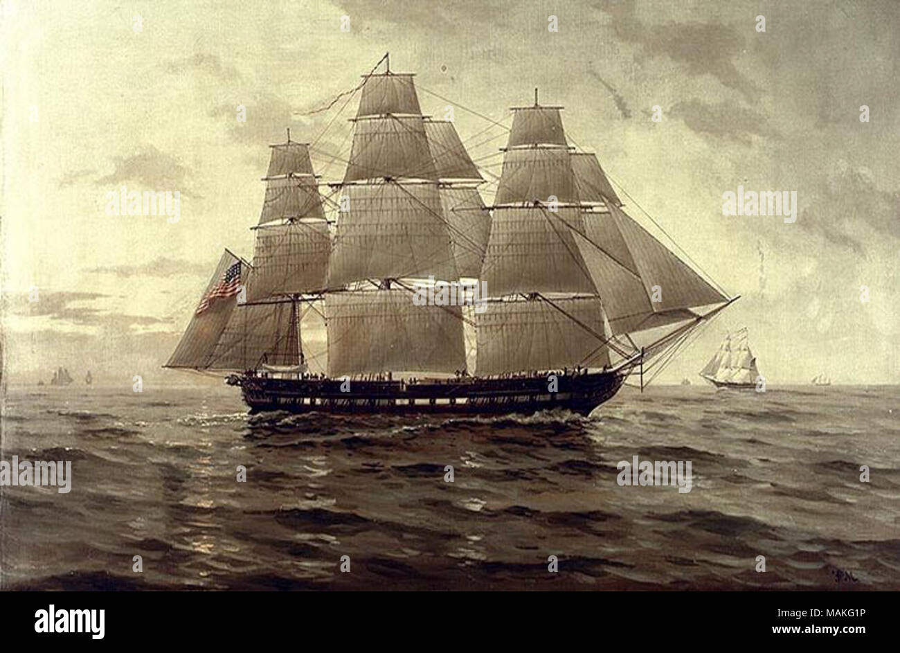 . Originale Bildunterschrift:? ǣPhoto Nr. NH 59556 - KN USS Chesapeake. Gemälde von F. Muller? . USS Chesapeake (1800 Stockfoto