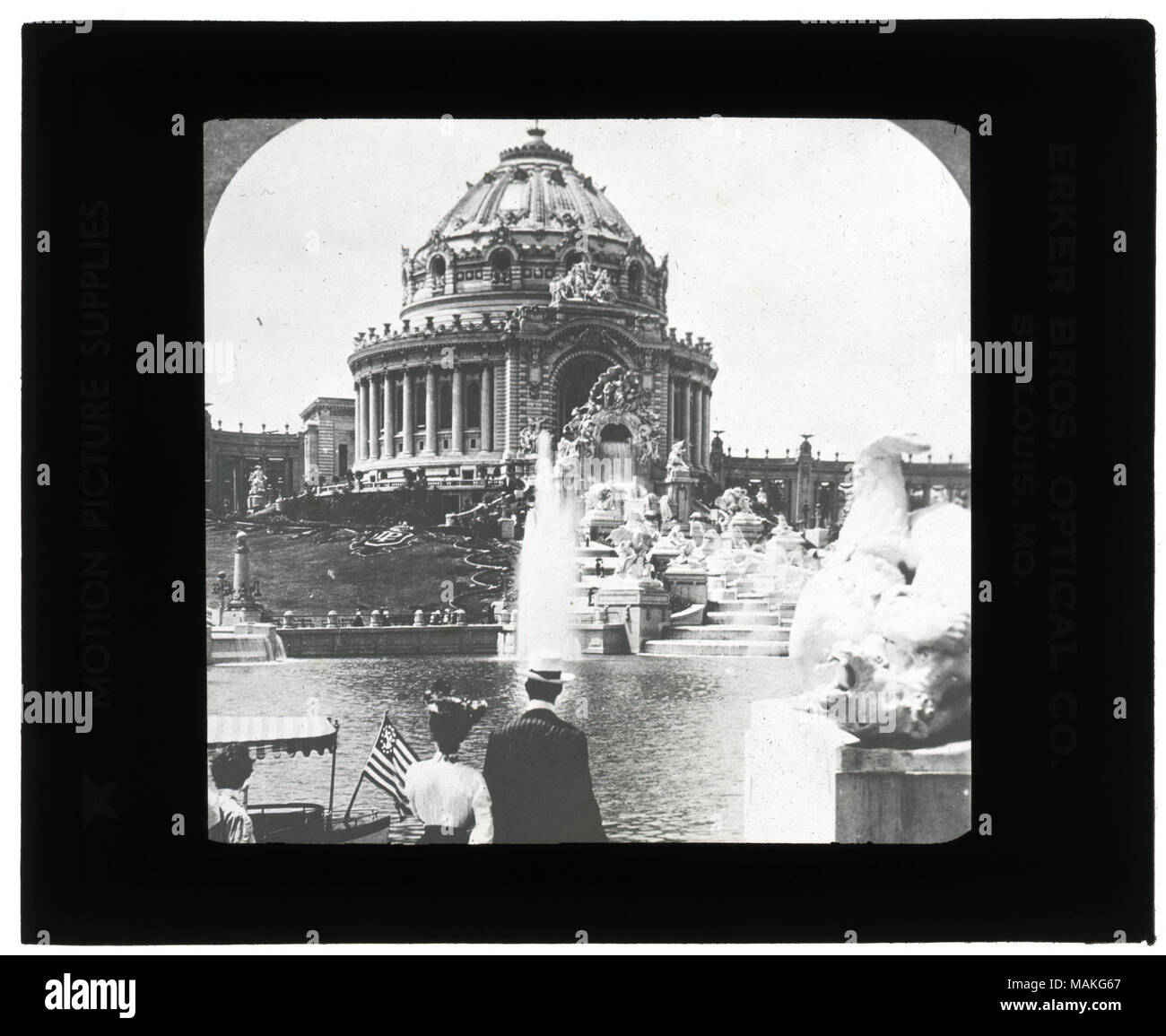 Horizontal, schwarz-weiß Foto von den Kaskaden im Louisiana Purchase Exposition 1904. Von den 50. Jahrestag der Bildung Museum Ausstellung schieben. Titel: Pädagogische Museum Laterne Folien: Louisiana Purchase Exposition - Kaskaden. . 1904. Stockfoto