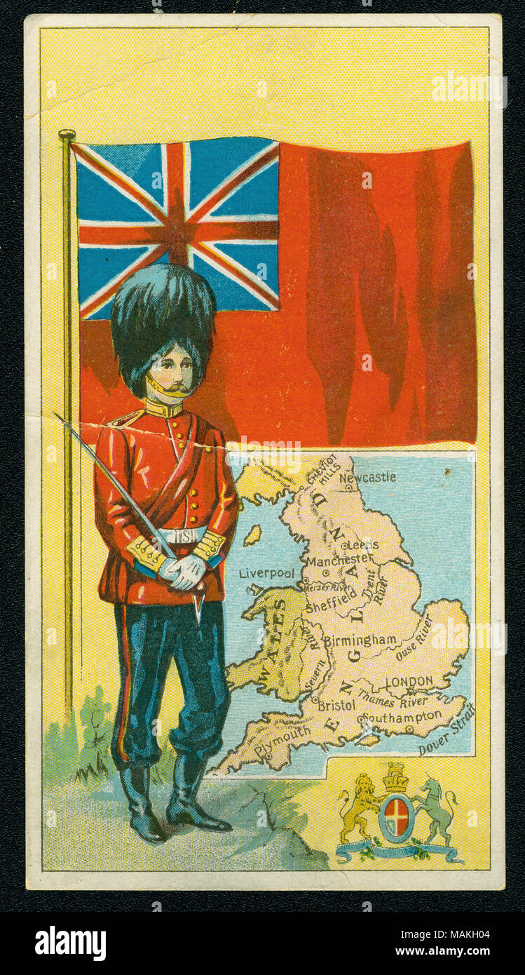 Titel: Britische Grenadier Werbung Karte für Freund Brüder Brot. Vorderseite. . Um 1910. Freund Bros. Brot Co. Stockfoto