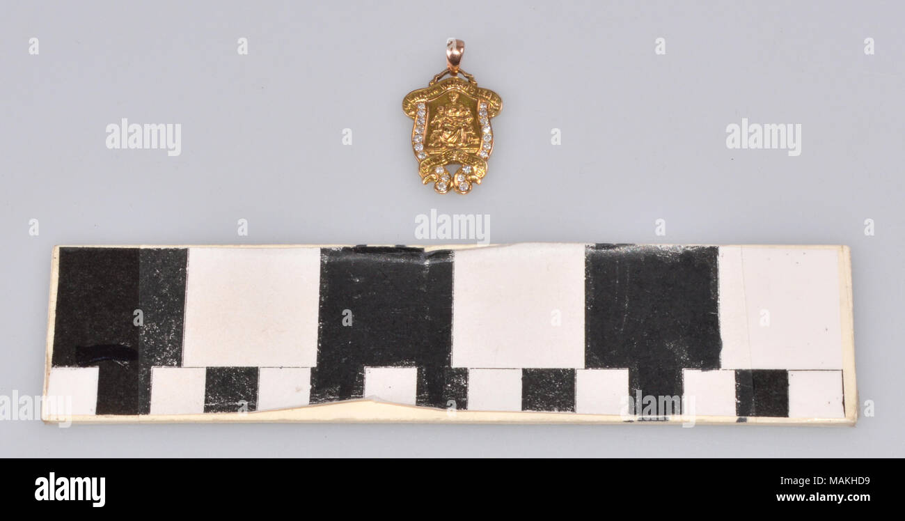 Die amerikanische Frau Liga Gründer?s Kapitel Anhänger. Von 14 k Gold, mit 20 Europäischen geschliffene Diamanten. Von George Julian Zolnay konzipiert. Für Mitglieder, die in zehn neue Bewerber für eine volle Mitgliedschaft geschickt Vergeben und 10 $ in Abonnements oder Abonnement Zertifikate von Weihnachten 1909. Titel: Der amerikanische Frau League Gründer Kapitel Anhänger. 1909. Mermod, Jaccard und König Schmuck Co. Stockfoto