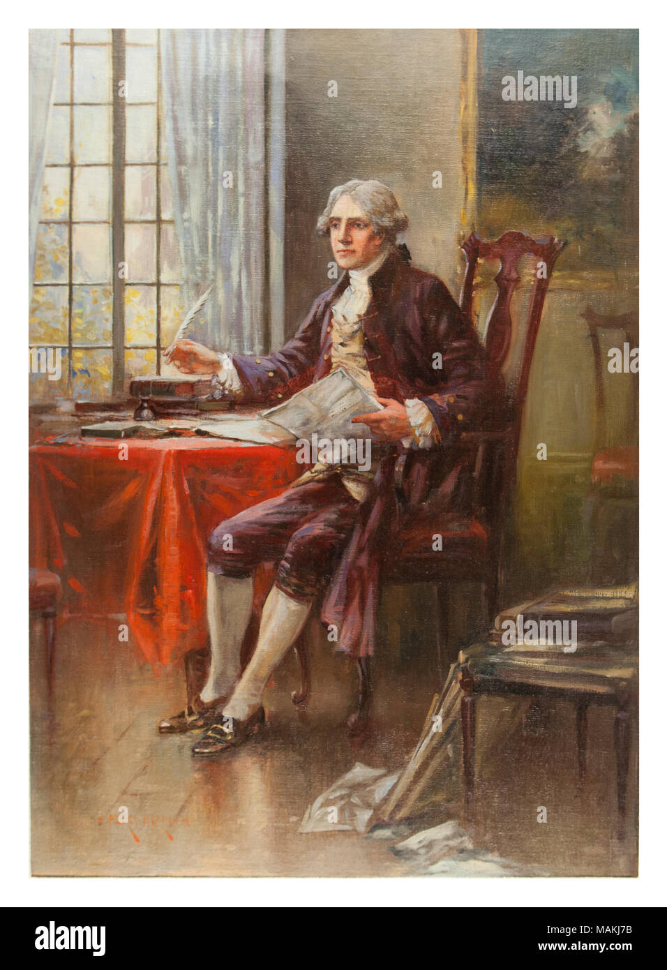 Öl auf Leinwand Portrait von Thomas Jefferson von Edward Percy Moran 1916 gemalt. Titel: Thomas Jefferson von Edward Percy Moran. 1916. Edward Percy Moran Stockfoto