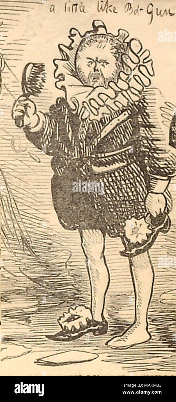 Zeitung Ausschnitt zeigt eine Karikatur von Bob Gun im Boarding house Maskenball. Transkription: [Gunn?s Handschrift] ein wenig wie Bob Gun Titel: Thomas Butler Gunn Tagebücher: Band 12, Seite 60 [Zeitung Ausschnitt], Februar 1860. Februar 1860. Gunn, Thomas Butler, 1826-1903 Stockfoto